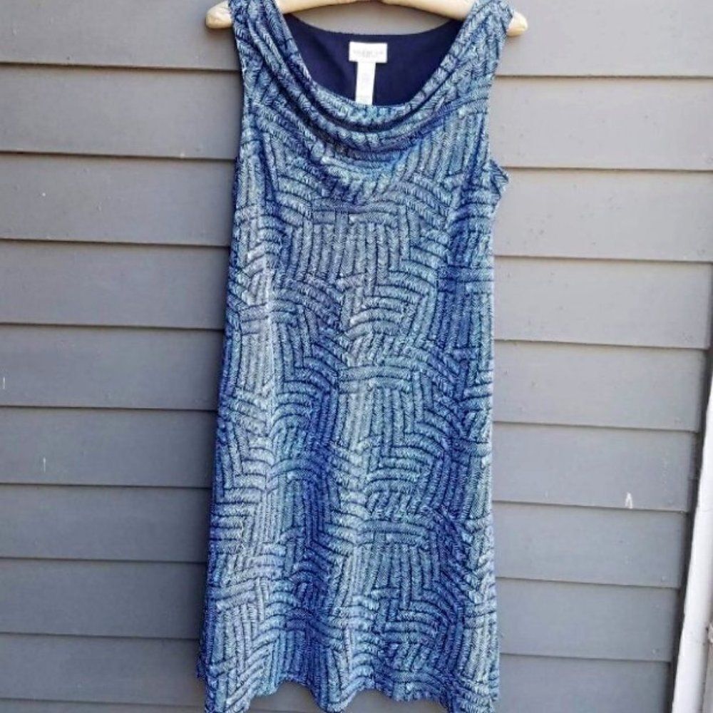 Villager Blue Sleeveless Drape Front Dress Size 14